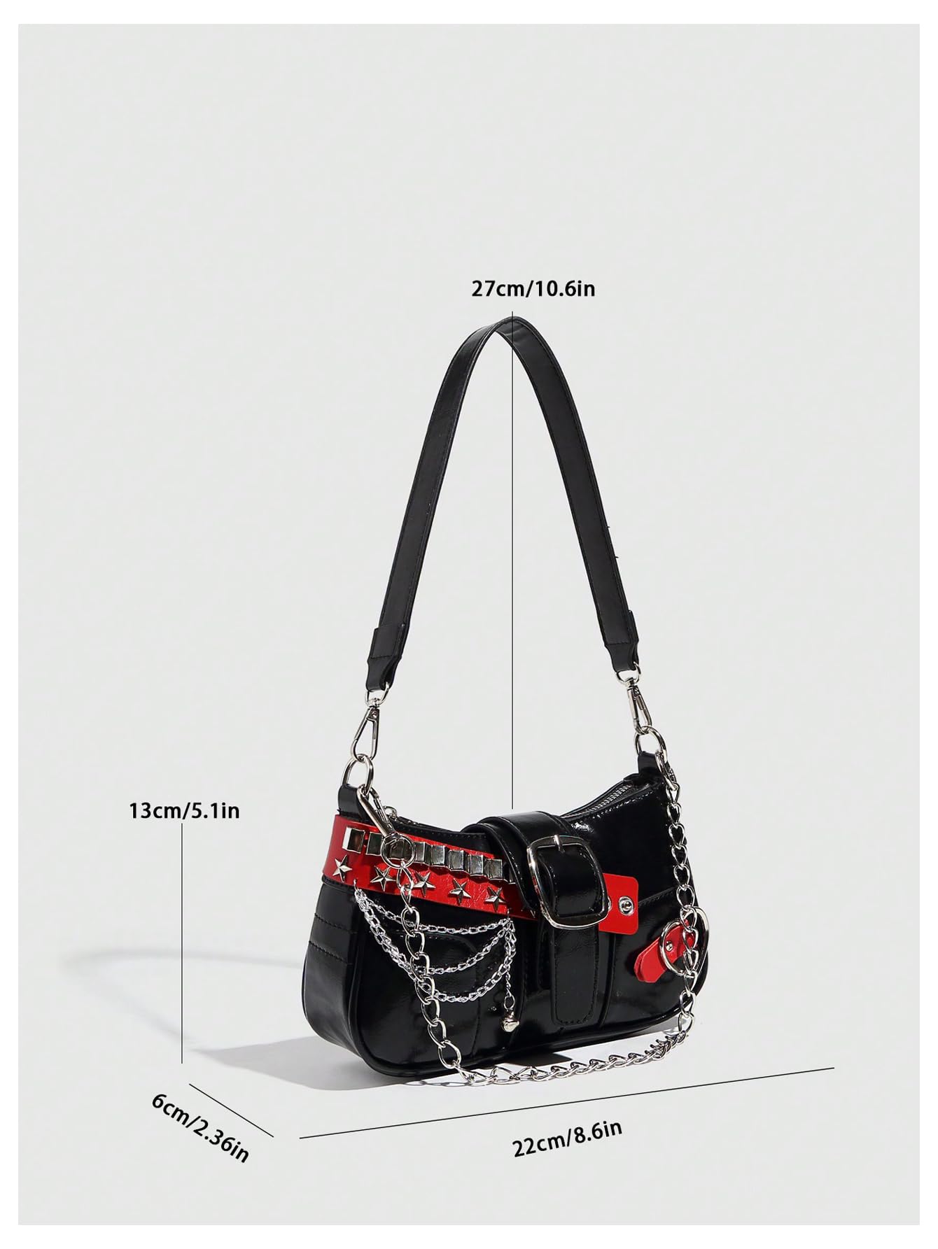 Verdusa Women's Y2k Star Embroidery Shoulder Bag Mini Chain Hobo Handbag Purses