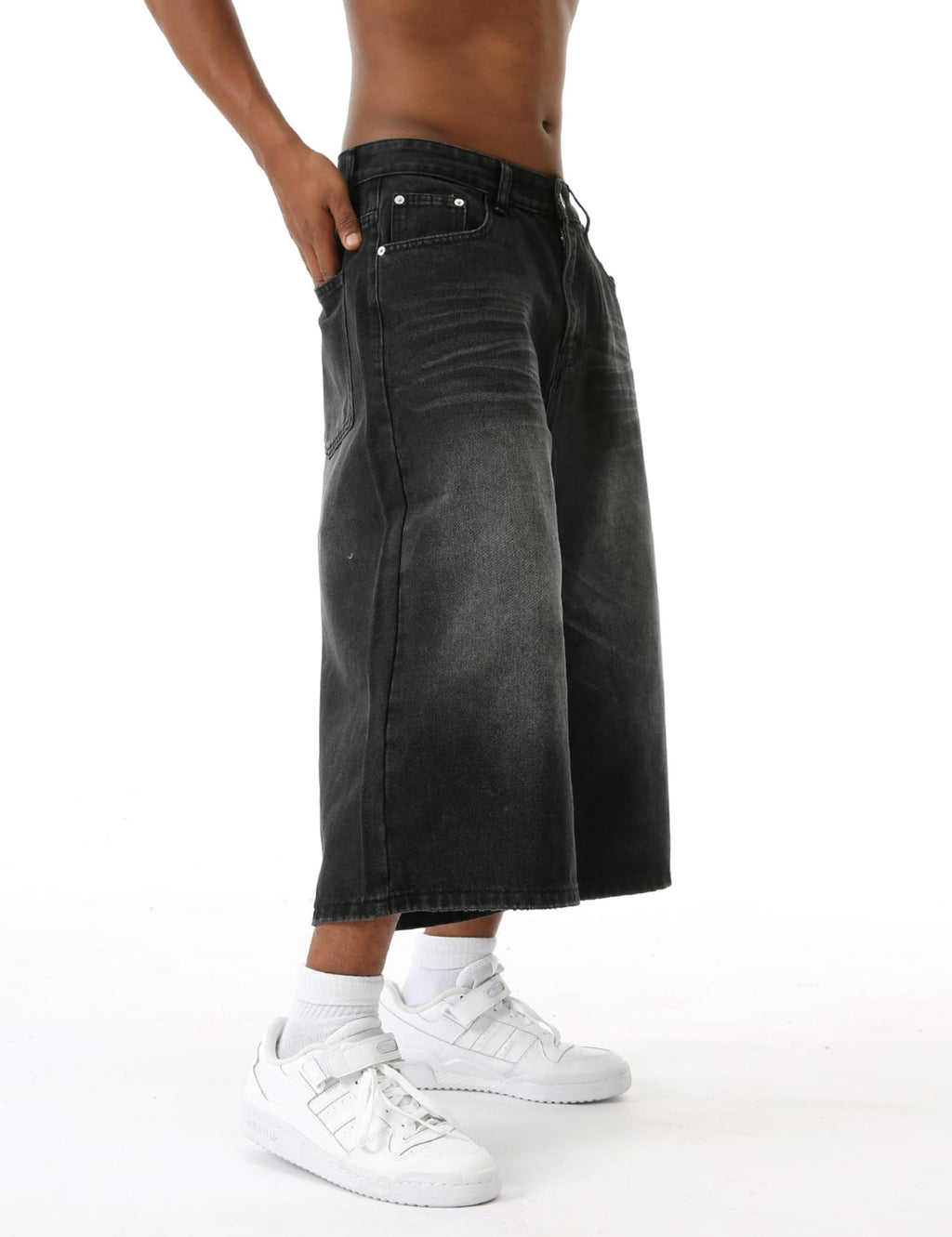 EMMIOL Baggy Jean Shorts Men, Y2k Jorts Cargo Ripped Elastic Waist, Mens Denim Shorts Comfy Casual Streetwear Summer