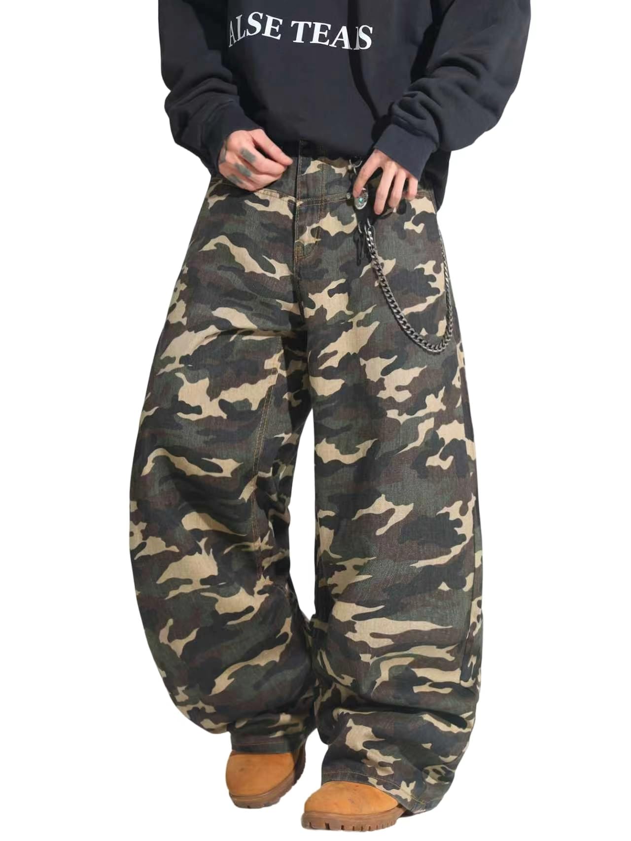 Mens Streetwear Hip Hop Baggy Jeans Wide Leg Skater Denim Pants Loose Long Trousers