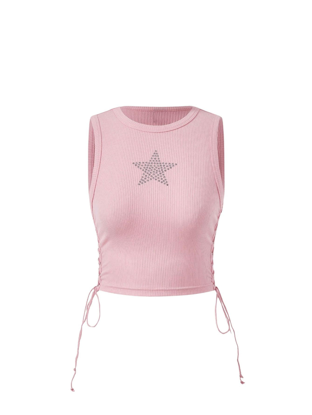 SOLY HUX Women's Tank Tops Y2K Sleeveless Ribbed Star Crop Tank Top Summer Going Out Tops