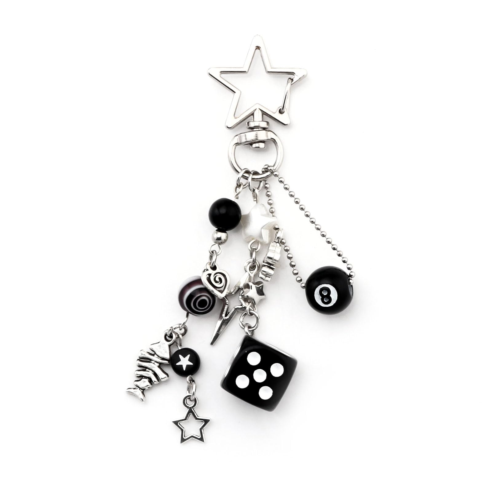 8 Ball Dice Charm Keychain - Cute Bag Purse Handbag Accessories - Y2K Aesthetic Key Chain for Women Men