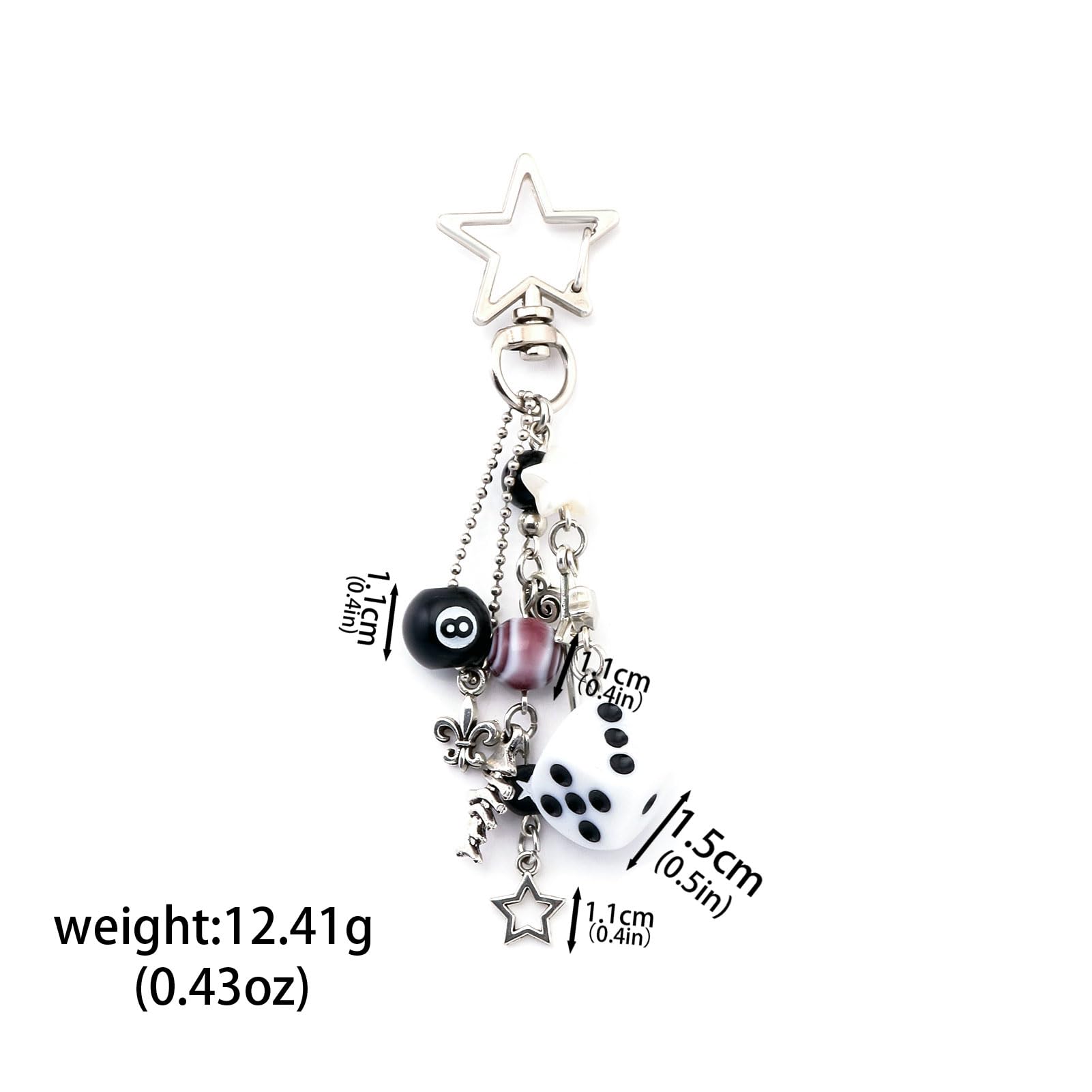 8 Ball Dice Charm Keychain - Cute Bag Purse Handbag Accessories - Y2K Aesthetic Key Chain for Women Men