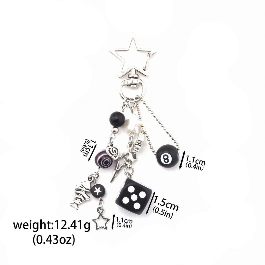 8 Ball Dice Charm Keychain - Cute Bag Purse Handbag Accessories - Y2K Aesthetic Key Chain for Women Men