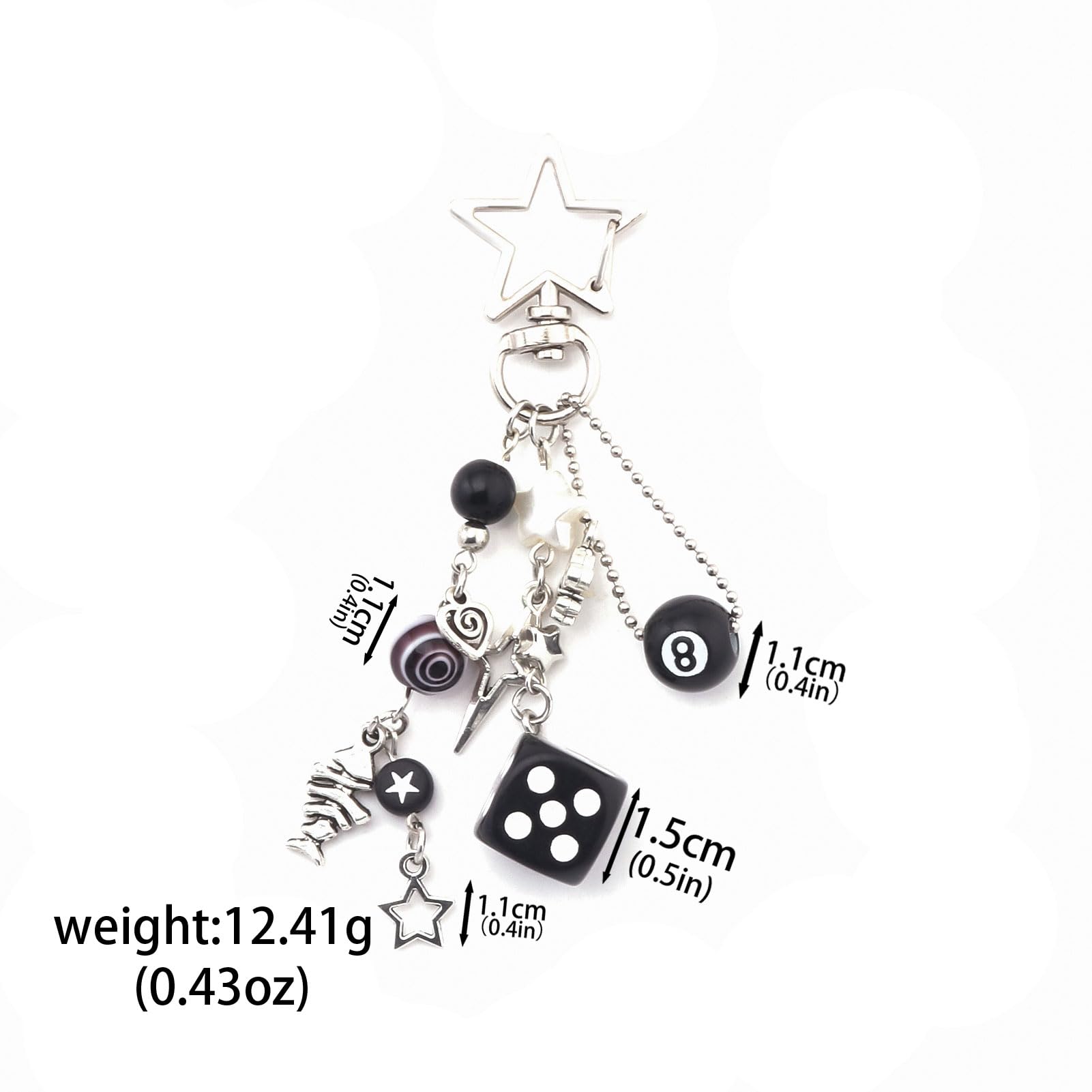 8 Ball Dice Charm Keychain - Cute Bag Purse Handbag Accessories - Y2K Aesthetic Key Chain for Women Men