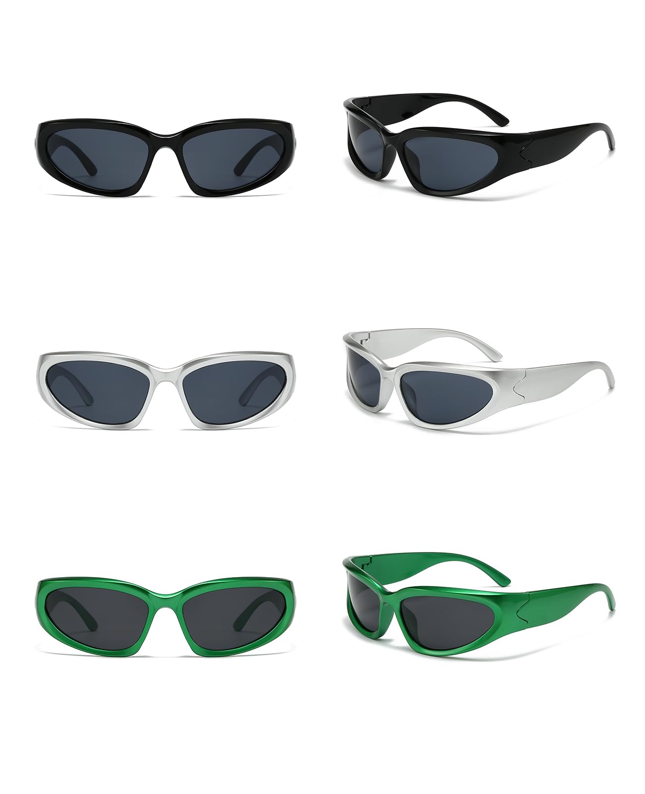 SOAR&EAGLE Y2K 3Pack Polarized sunglasses Wrap Around Men's Women's sunglasses Fashion Sport Shades Sun Glasses