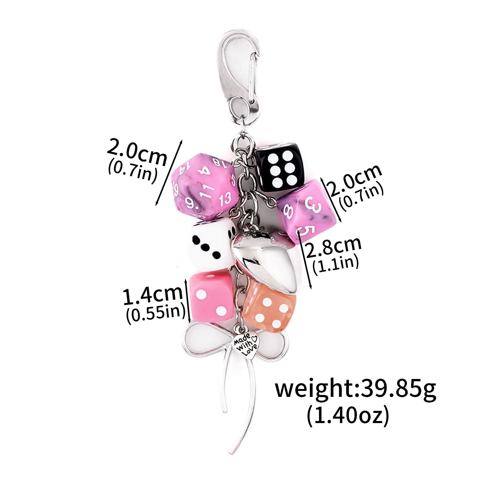 8 Ball Dice Charm Keychain - Cute Bag Purse Handbag Accessories - Y2K Aesthetic Key Chain for Women Men