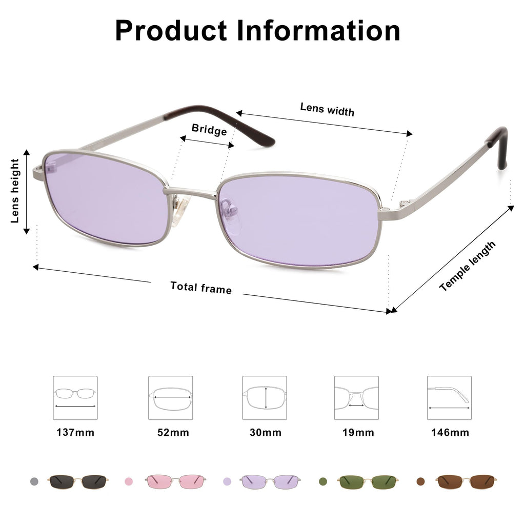 SOJOS Small Trendy Rectangle Sunglasses Womens Mens, Retro 80s 90s Y2k Chic Narrow Thin Skinny Sunnies SJ1187