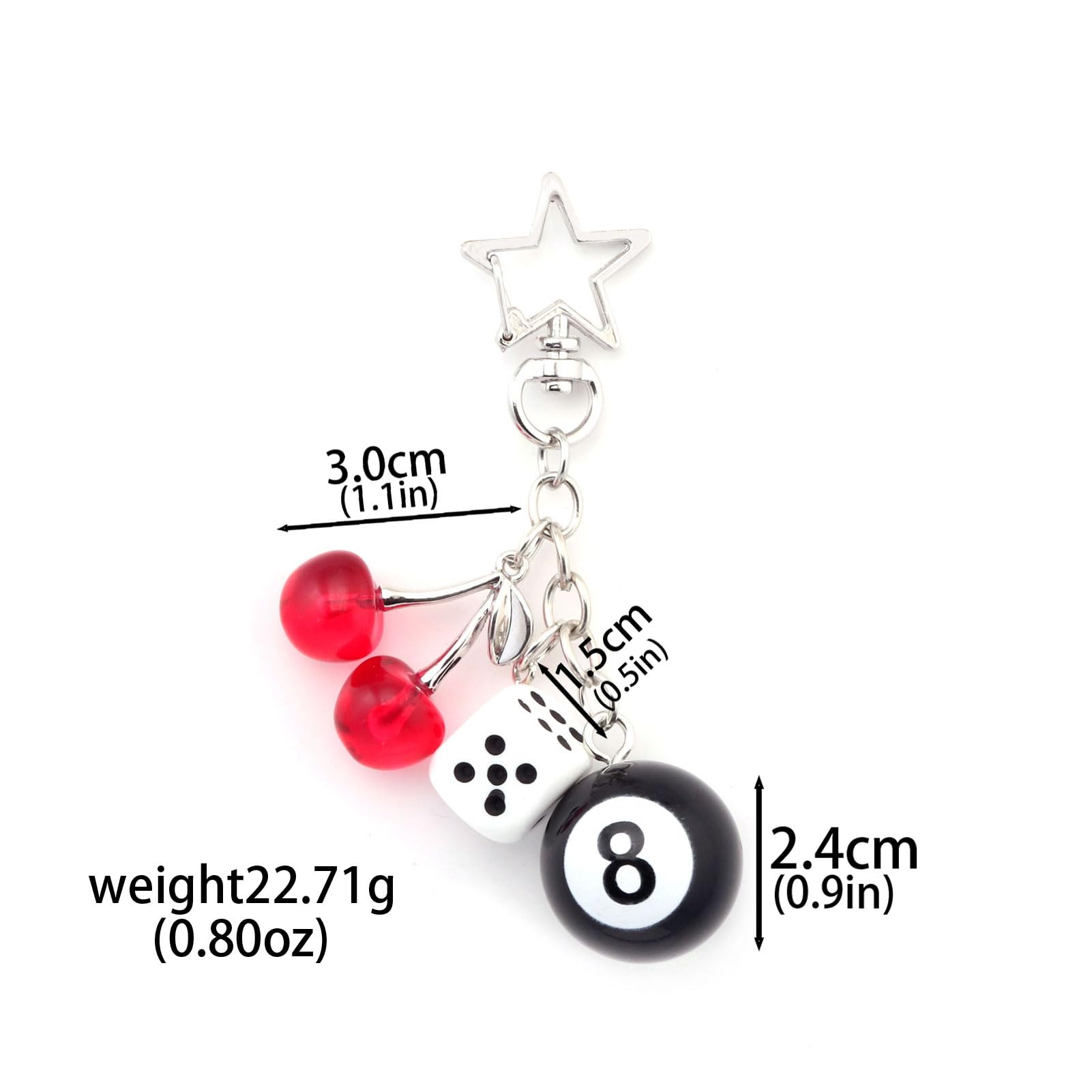 8 Ball Dice Charm Keychain - Cute Bag Purse Handbag Accessories - Y2K Aesthetic Key Chain for Women Men