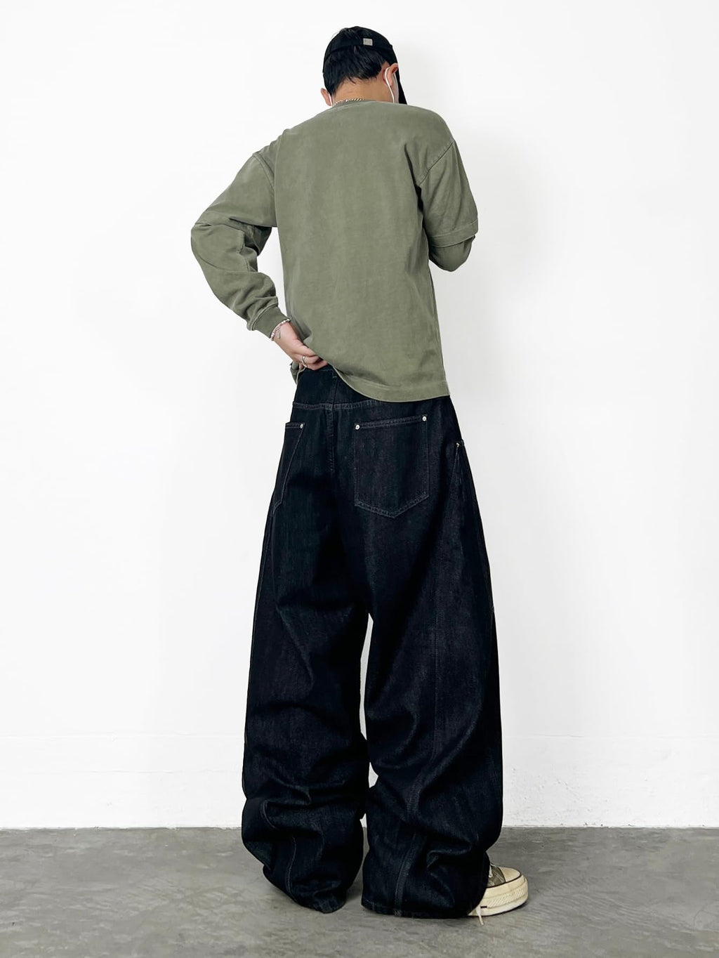 Mens Streetwear Hip Hop Baggy Jeans Wide Leg Skater Denim Pants Loose Long Trousers