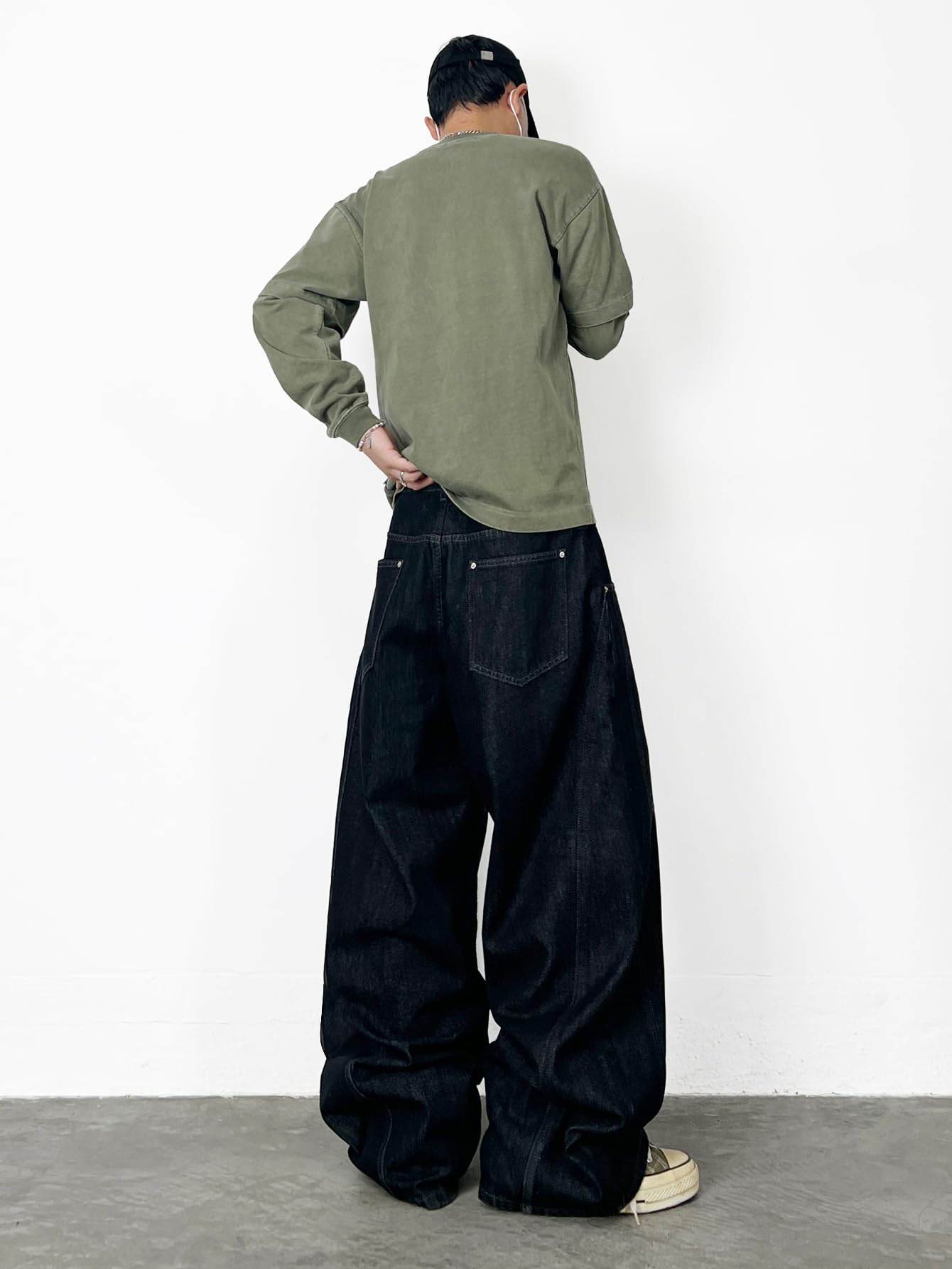 Mens Streetwear Hip Hop Baggy Jeans Wide Leg Skater Denim Pants Loose Long Trousers