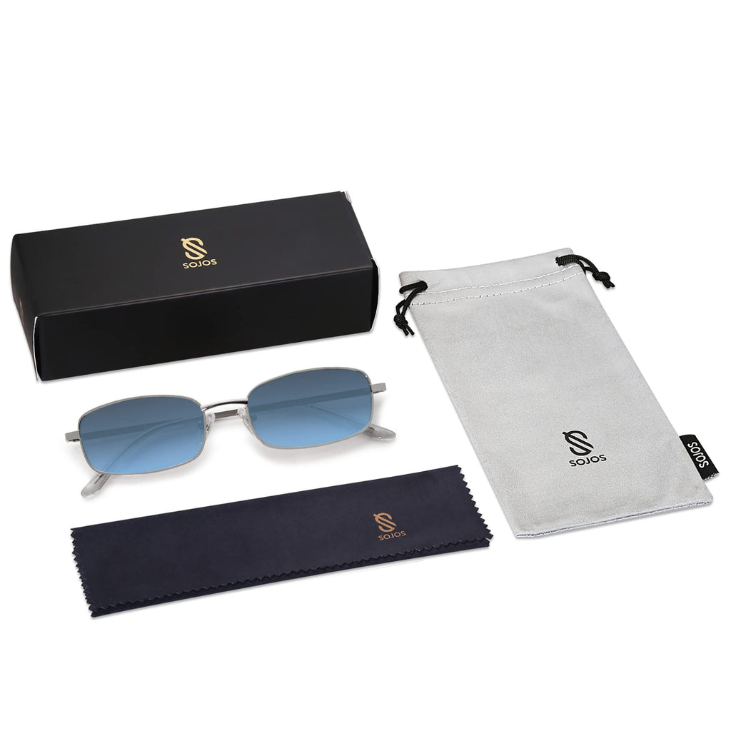 SOJOS Small Trendy Rectangle Sunglasses Womens Mens, Retro 80s 90s Y2k Chic Narrow Thin Skinny Sunnies SJ1187