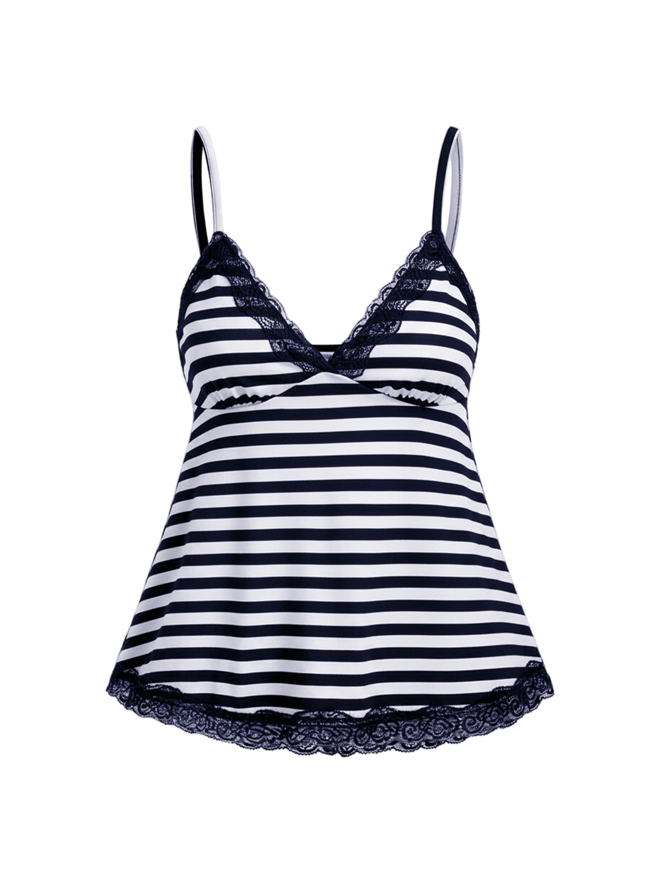 SOLY HUX Womens Y2K Lace Cami Sleeveless Striped Spaghetti Strap Camisole Gothic Babydoll Tops