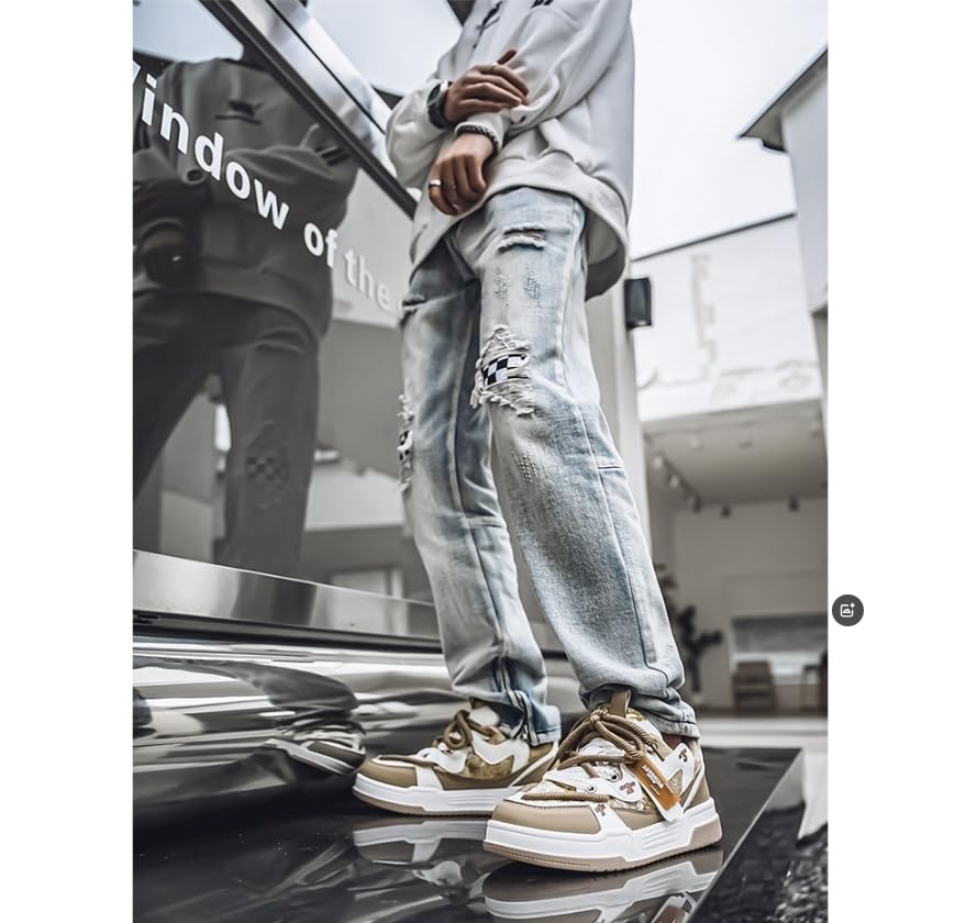 Men's Retro Color Block Fashion Sneakers Walking Casual Shoes Chunky Platform Sneakers