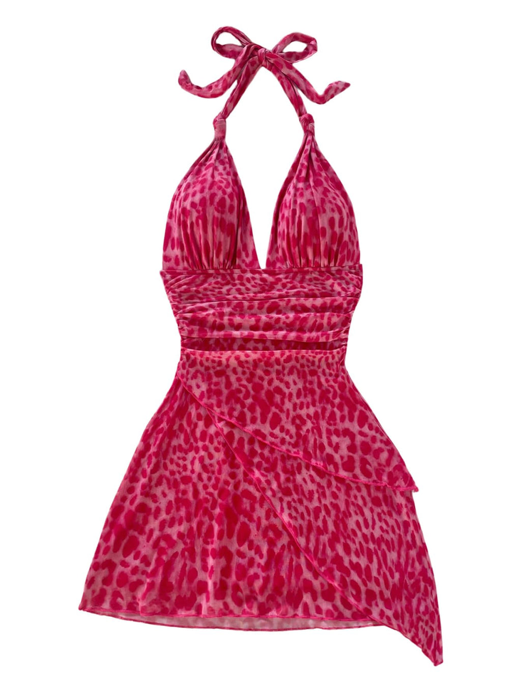 SOLY HUX Women's Y2K Summer Tie Dye Floral Print Halter Sexy Mini Dress Retro Backless Bodycon Birthday Dresses