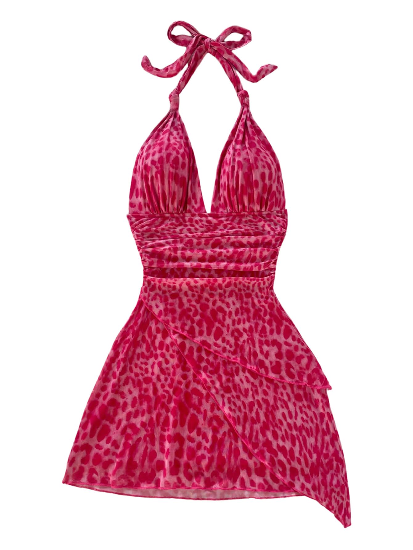 SOLY HUX Women's Y2K Summer Tie Dye Floral Print Halter Sexy Mini Dress Retro Backless Bodycon Birthday Dresses