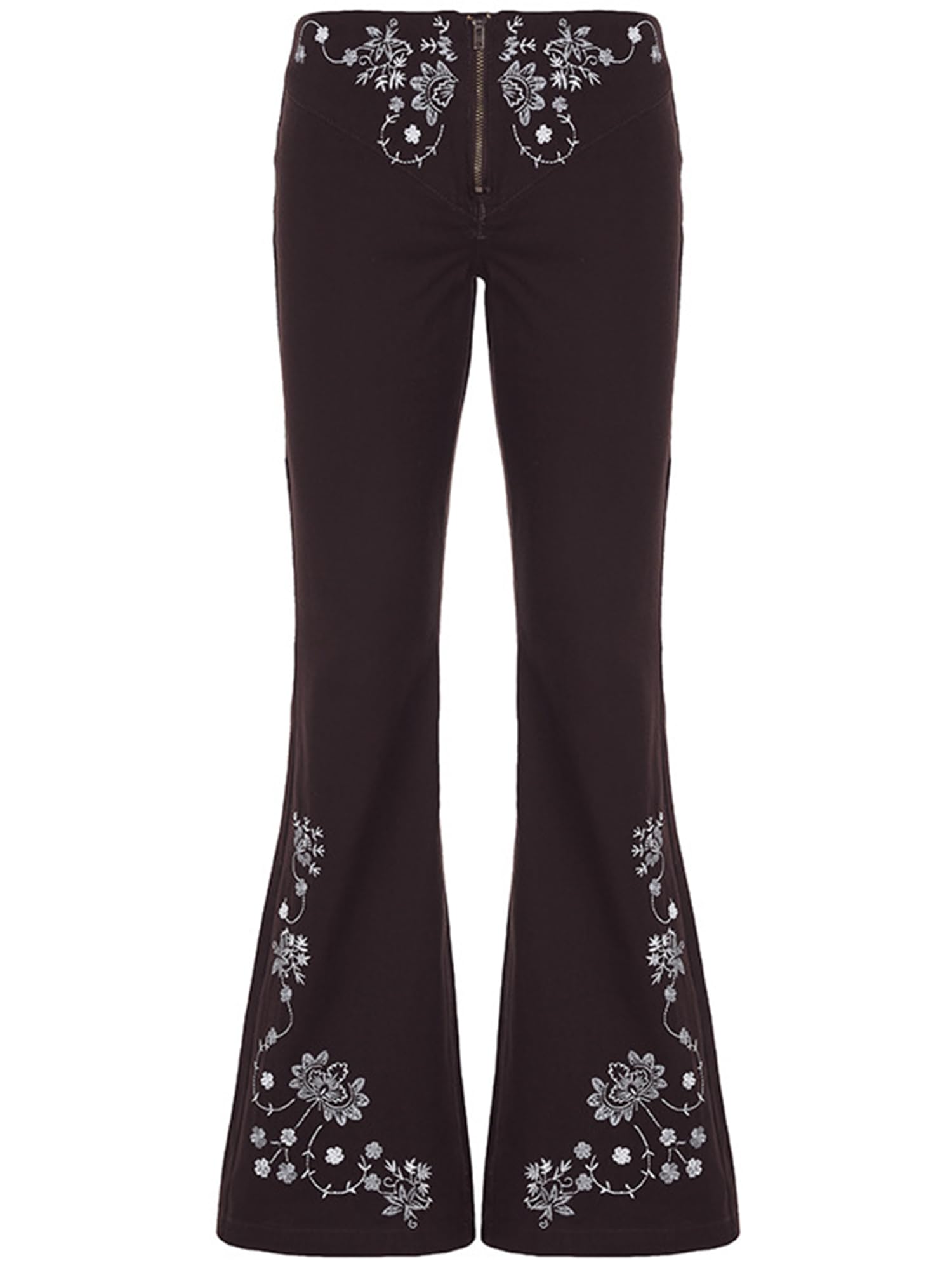 Women Bell Bottom Jeans Stretchy Flare Mid Rise Embroidery Vintage Denim Pants 90s Outfits Y2k Clothes