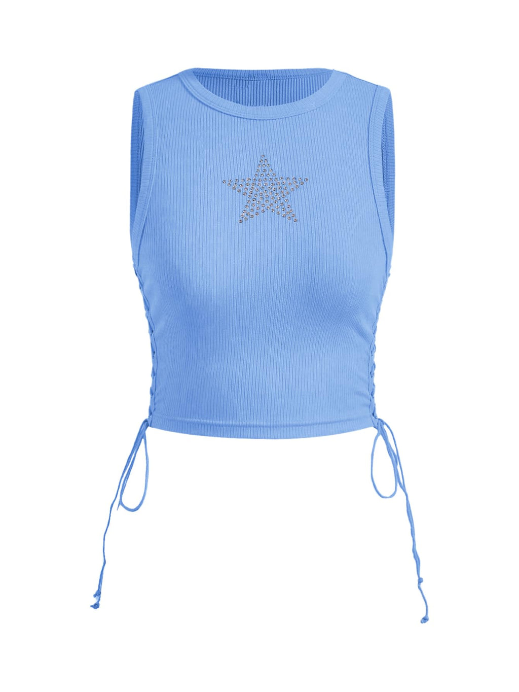 SOLY HUX Women's Tank Tops Y2K Sleeveless Ribbed Star Crop Tank Top Summer Going Out Tops