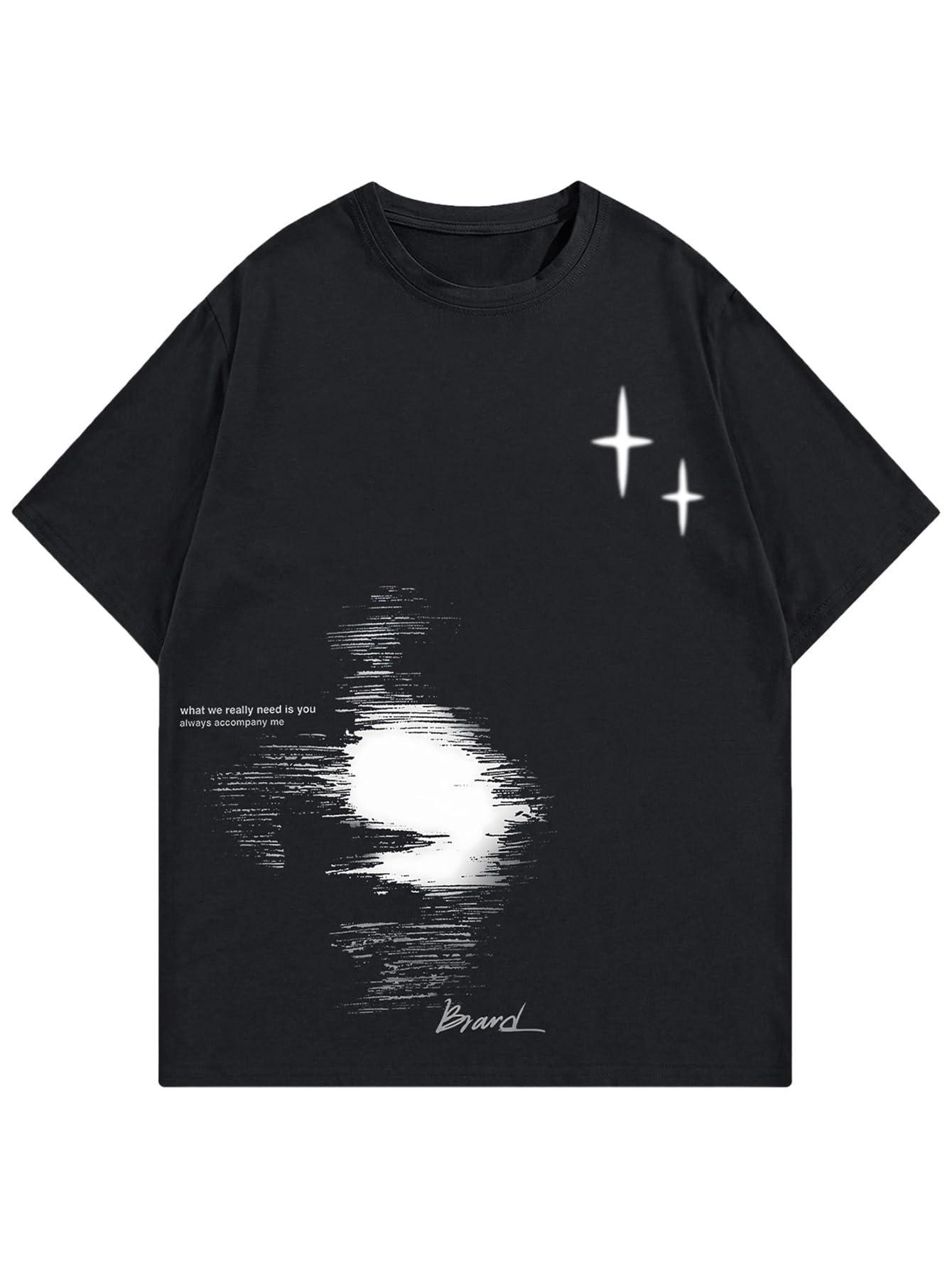 Verdusa Men's Letter Graphic Drop Shoulder T Shirts Casual Round Neck Tee Top