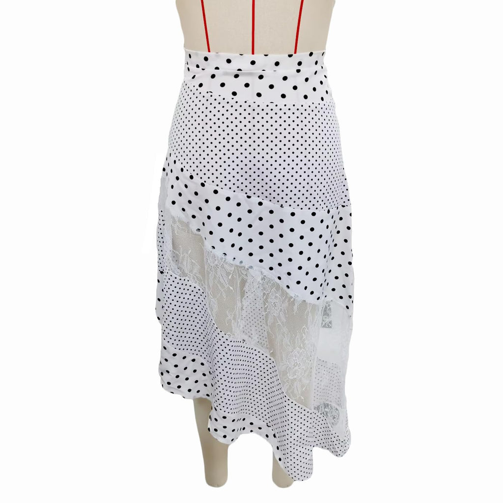 Women Y2K Maxi Skirt Coquette Hight Waist Lace Patchwork Irregular Hem Flowy Midi Skirt Summer Vacation Beachwear