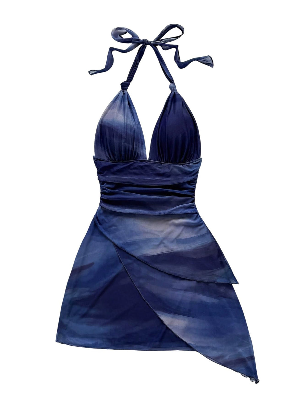 SOLY HUX Women's Y2K Summer Tie Dye Floral Print Halter Sexy Mini Dress Retro Backless Bodycon Birthday Dresses
