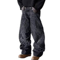Y2K Men's Street Retro Hip-hop Flame Splicing Wide Leg Gothic Loose Jeans