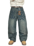 Mens Streetwear Hip Hop Baggy Jeans Wide Leg Skater Denim Pants Loose Long Trousers