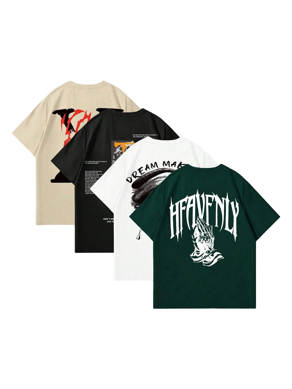 Men's 4 Piece Y2K Graphic Tees Short Sleeve Casual Crew Neck Summer Cool T-Shirts Top