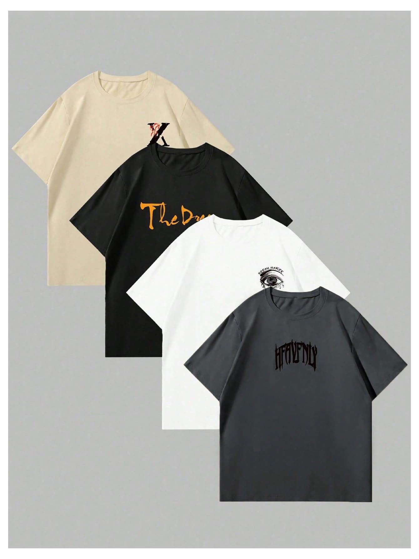 Men's 4 Piece Y2K Graphic Tees Short Sleeve Casual Crew Neck Summer Cool T-Shirts Top