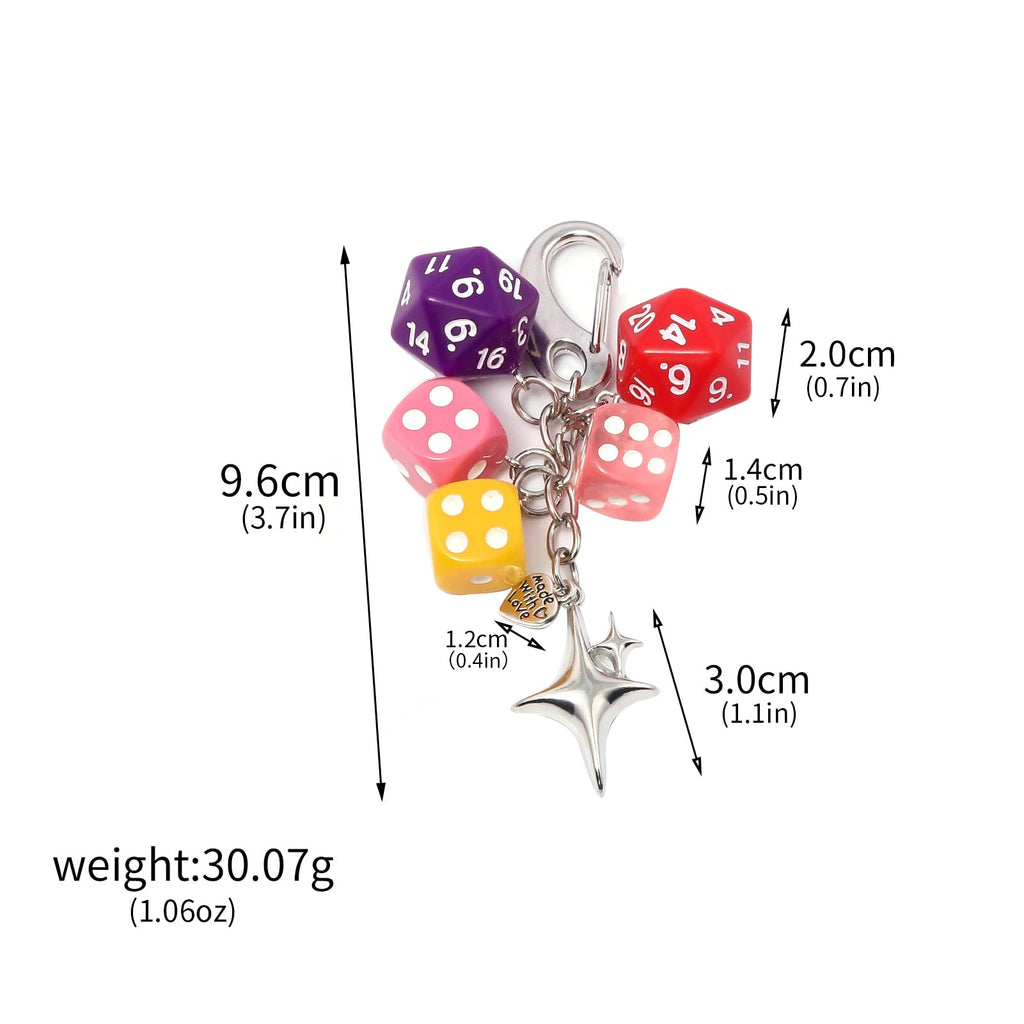 8 Ball Dice Charm Keychain - Cute Bag Purse Handbag Accessories - Y2K Aesthetic Key Chain for Women Men