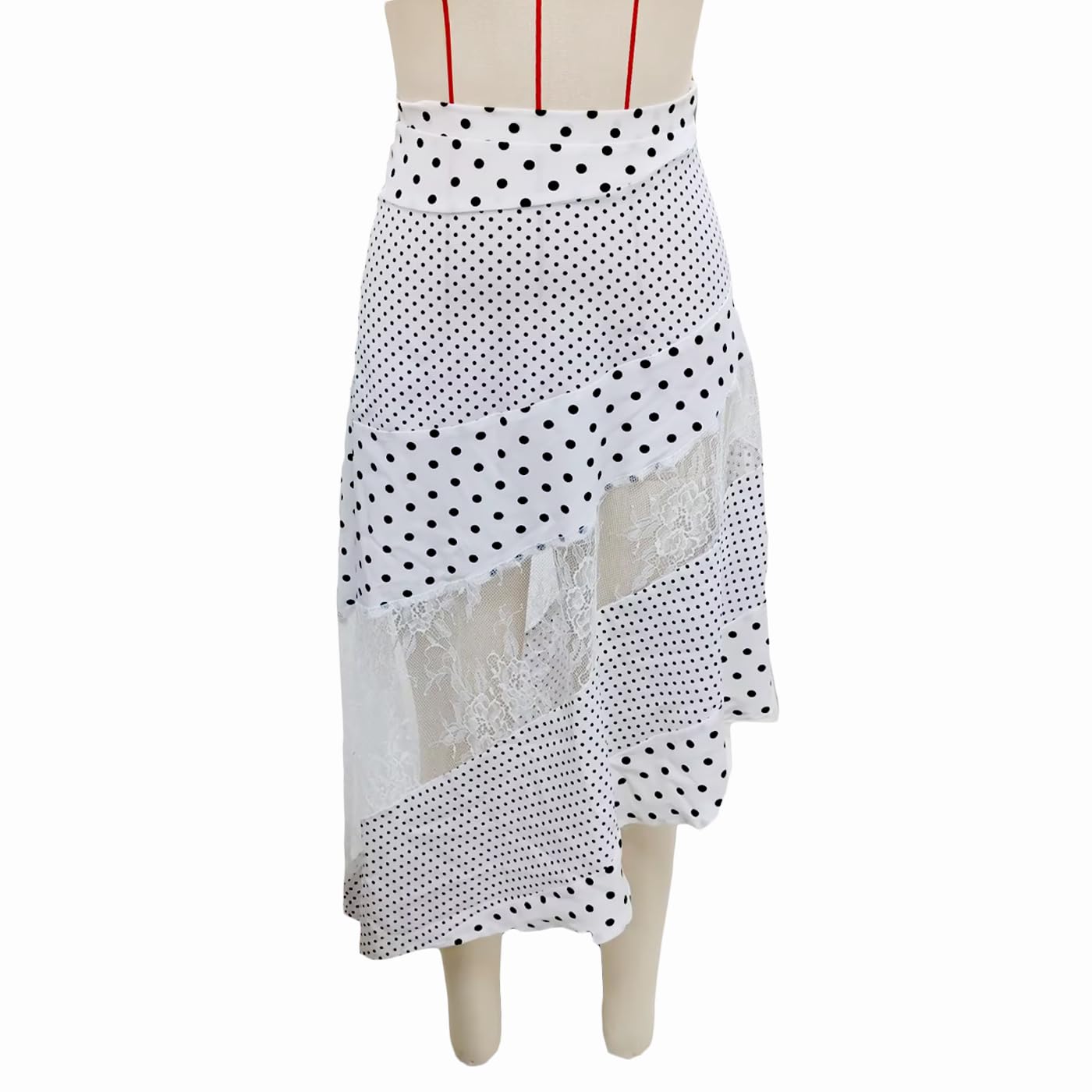 Women Y2K Maxi Skirt Coquette Hight Waist Lace Patchwork Irregular Hem Flowy Midi Skirt Summer Vacation Beachwear