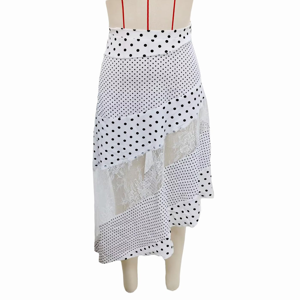 Women Y2K Maxi Skirt Coquette Hight Waist Lace Patchwork Irregular Hem Flowy Midi Skirt Summer Vacation Beachwear