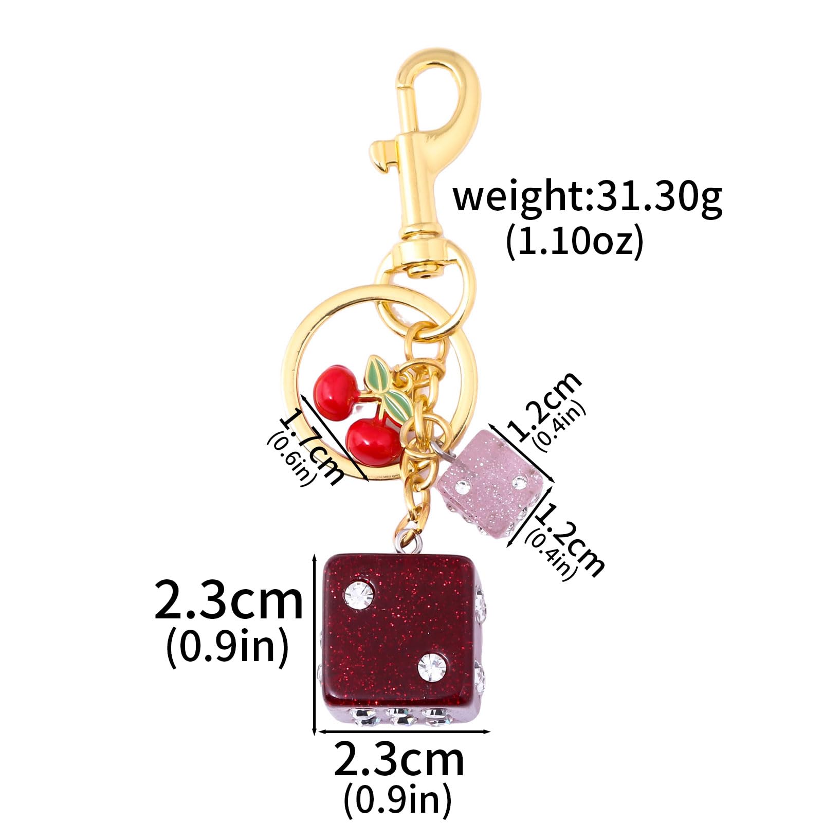 8 Ball Dice Charm Keychain - Cute Bag Purse Handbag Accessories - Y2K Aesthetic Key Chain for Women Men