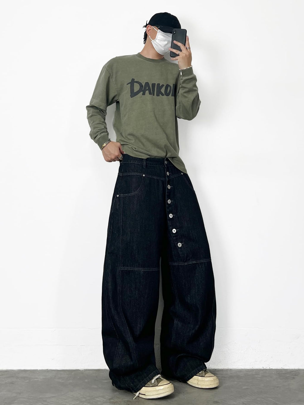 Mens Streetwear Hip Hop Baggy Jeans Wide Leg Skater Denim Pants Loose Long Trousers