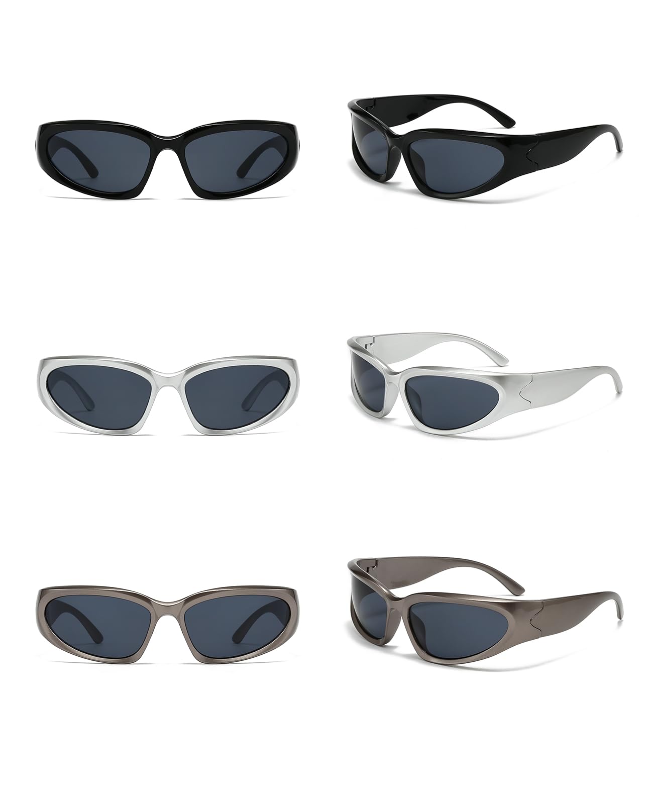 SOAR&EAGLE Y2K 3Pack Polarized sunglasses Wrap Around Men's Women's sunglasses Fashion Sport Shades Sun Glasses