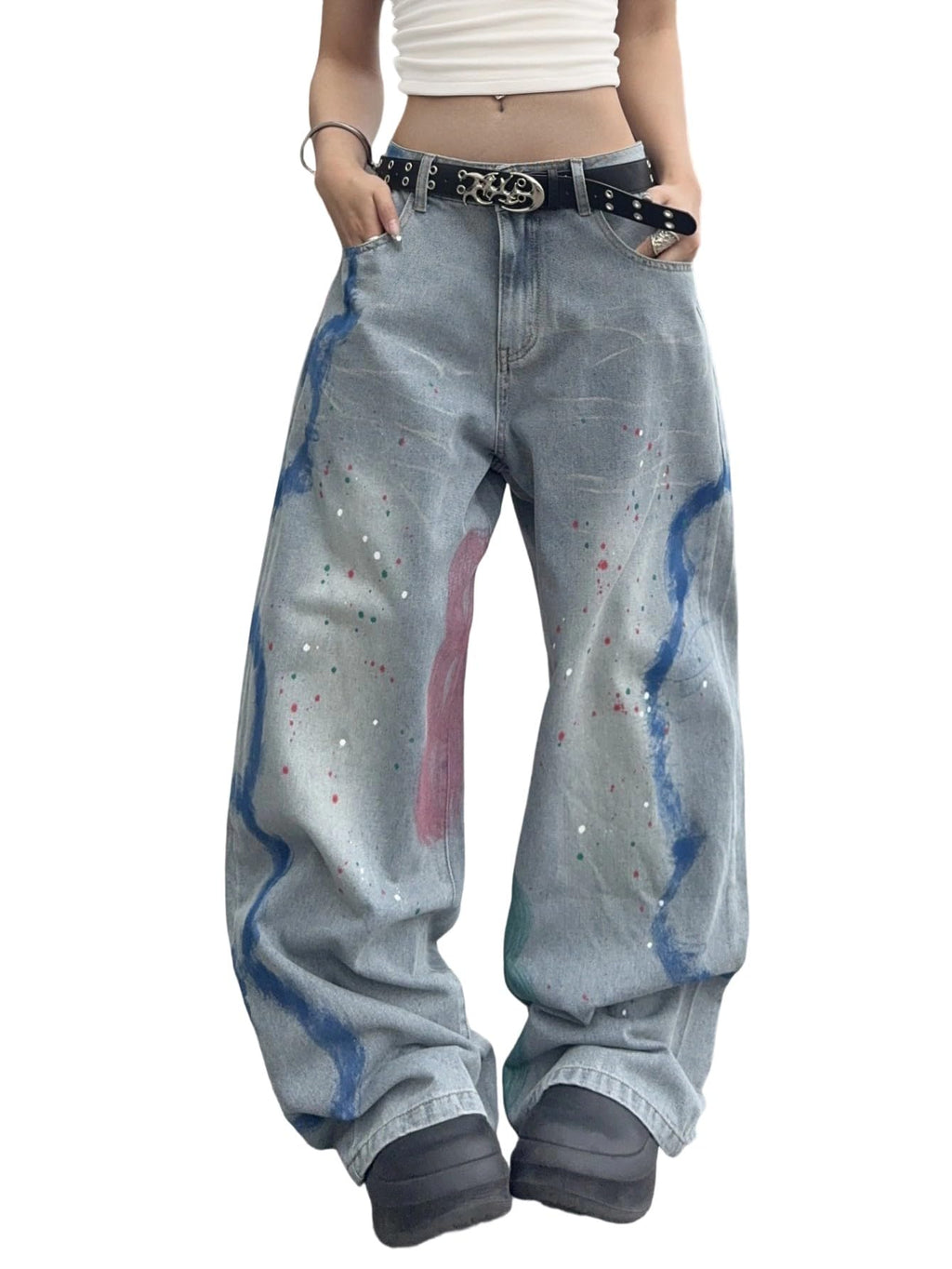 Womens Baggy Jeans Wide Leg Denim Pants Y2k 90s Vintage Hip Hop Loose Long Trousers Streetwear