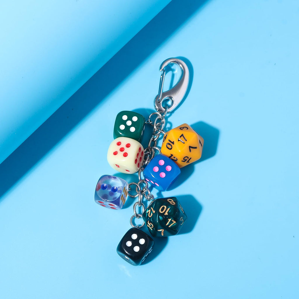 8 Ball Dice Charm Keychain - Cute Bag Purse Handbag Accessories - Y2K Aesthetic Key Chain for Women Men