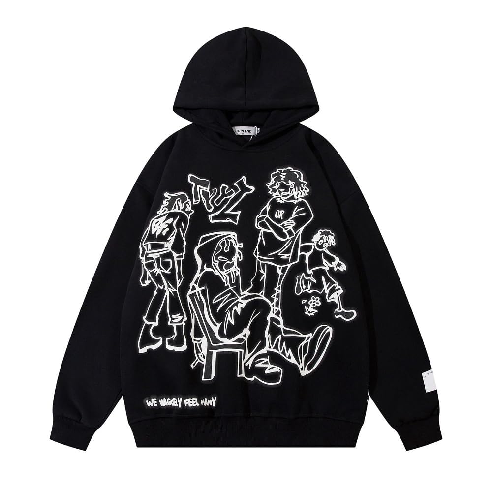 YEOU Men's Fashion Pullover Hoodie Sweatshirt Fleece Y2K Harajuku Hip Hop Streetwear Casual Sweatshirt Hooded