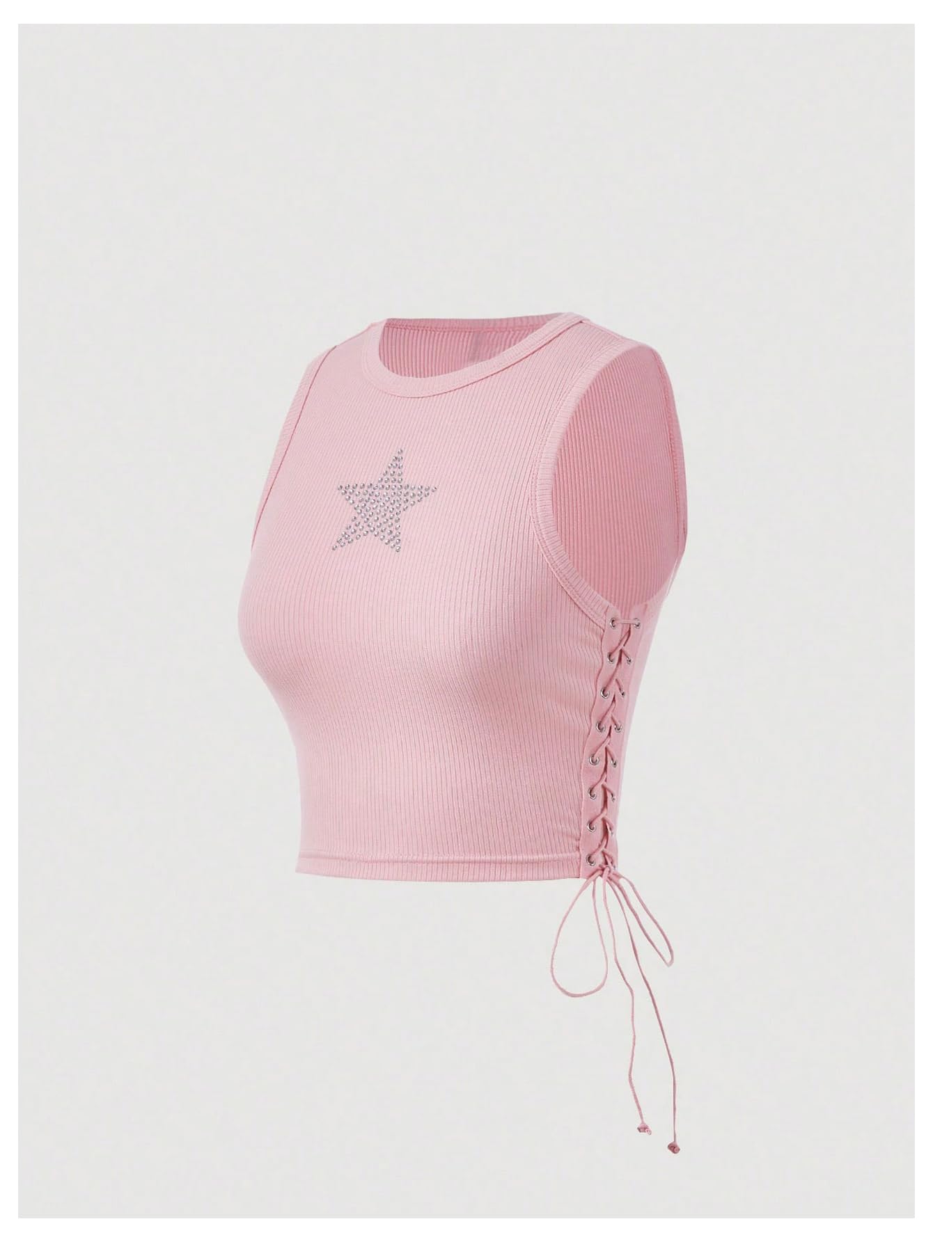 SOLY HUX Women's Tank Tops Y2K Sleeveless Ribbed Star Crop Tank Top Summer Going Out Tops