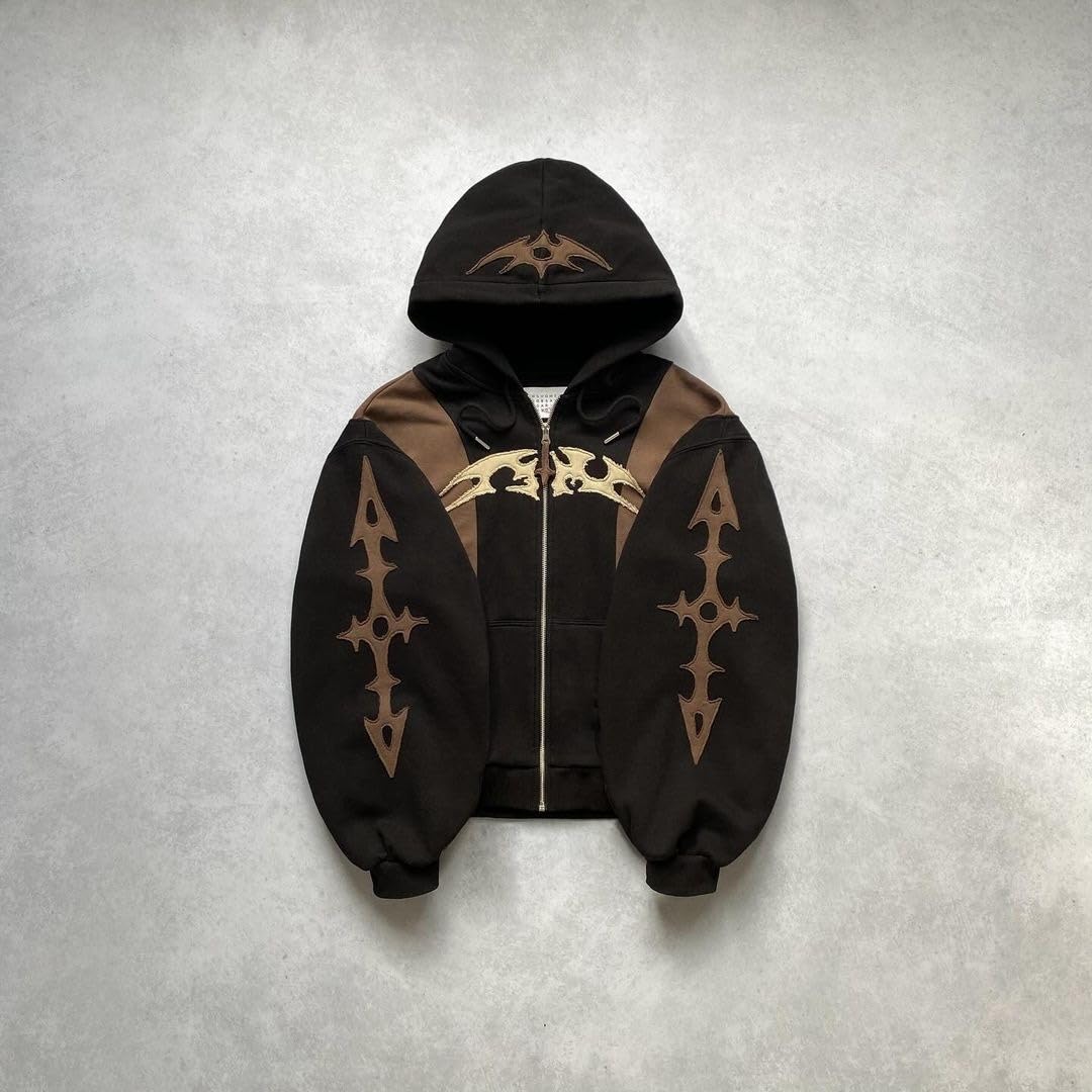Y2K Hoodie Gothic Hoodie Sportswear Men's Retro Long Sleeve Hoodie Hip Hop High Street