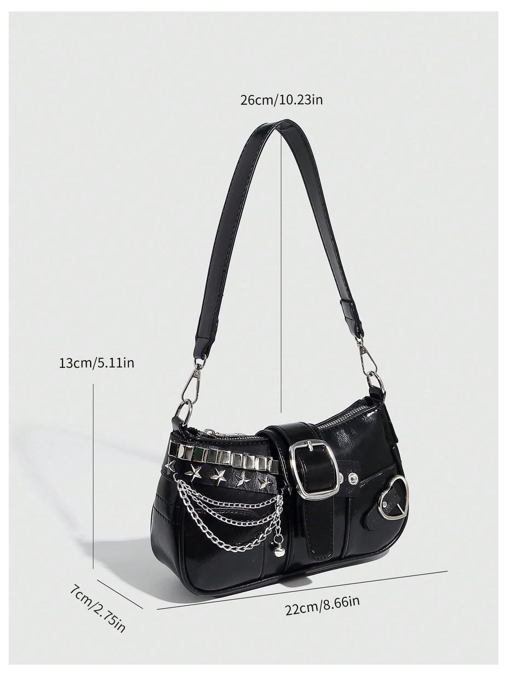 Verdusa Women's Y2k Star Embroidery Shoulder Bag Mini Chain Hobo Handbag Purses