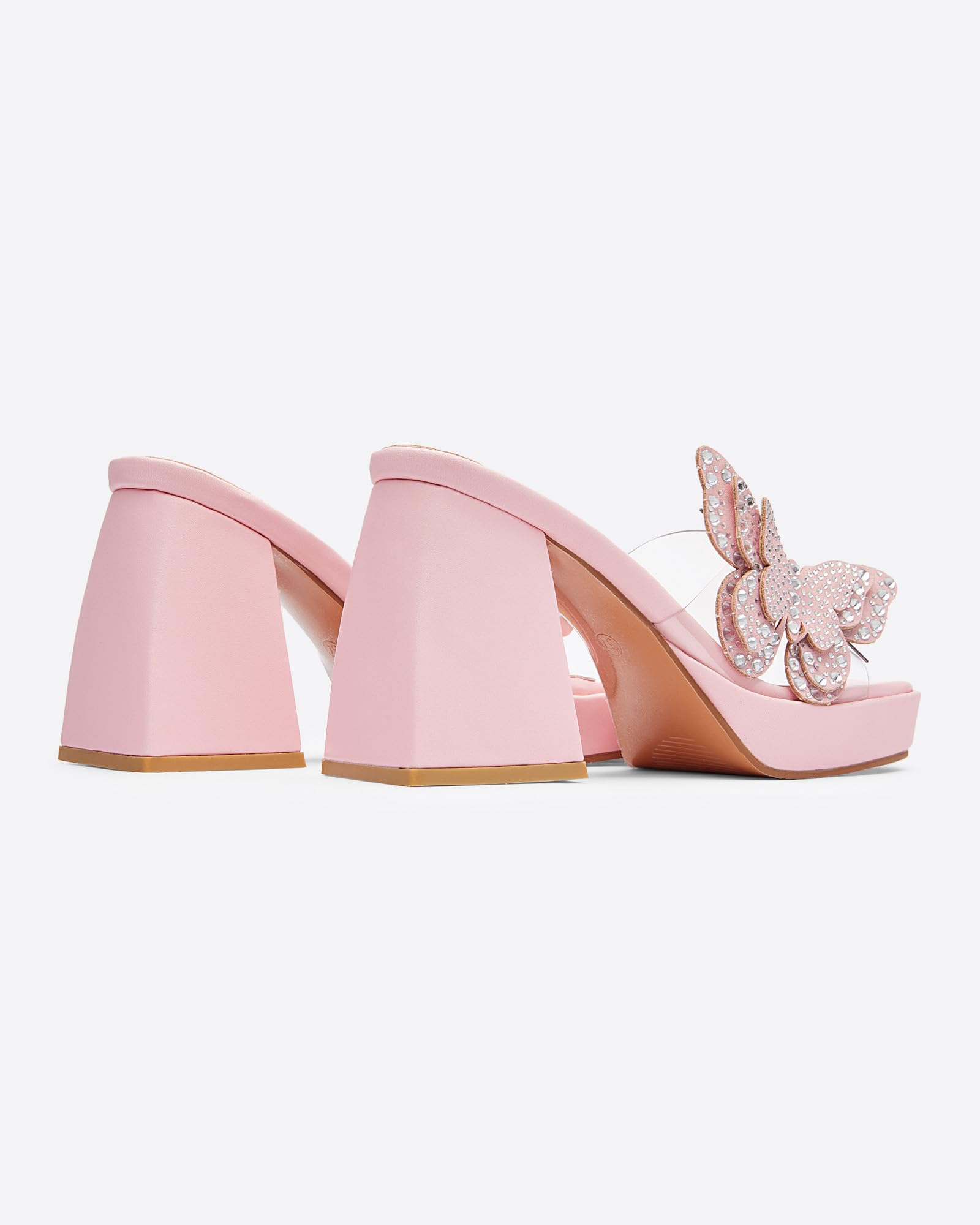 NEWBELLA Butterfly Rhinestone Platform Heels - Transparent Chunky High Heels Sandals for Women, Perfect for Prom and Dressy Occasions-Y2K Fairy Style