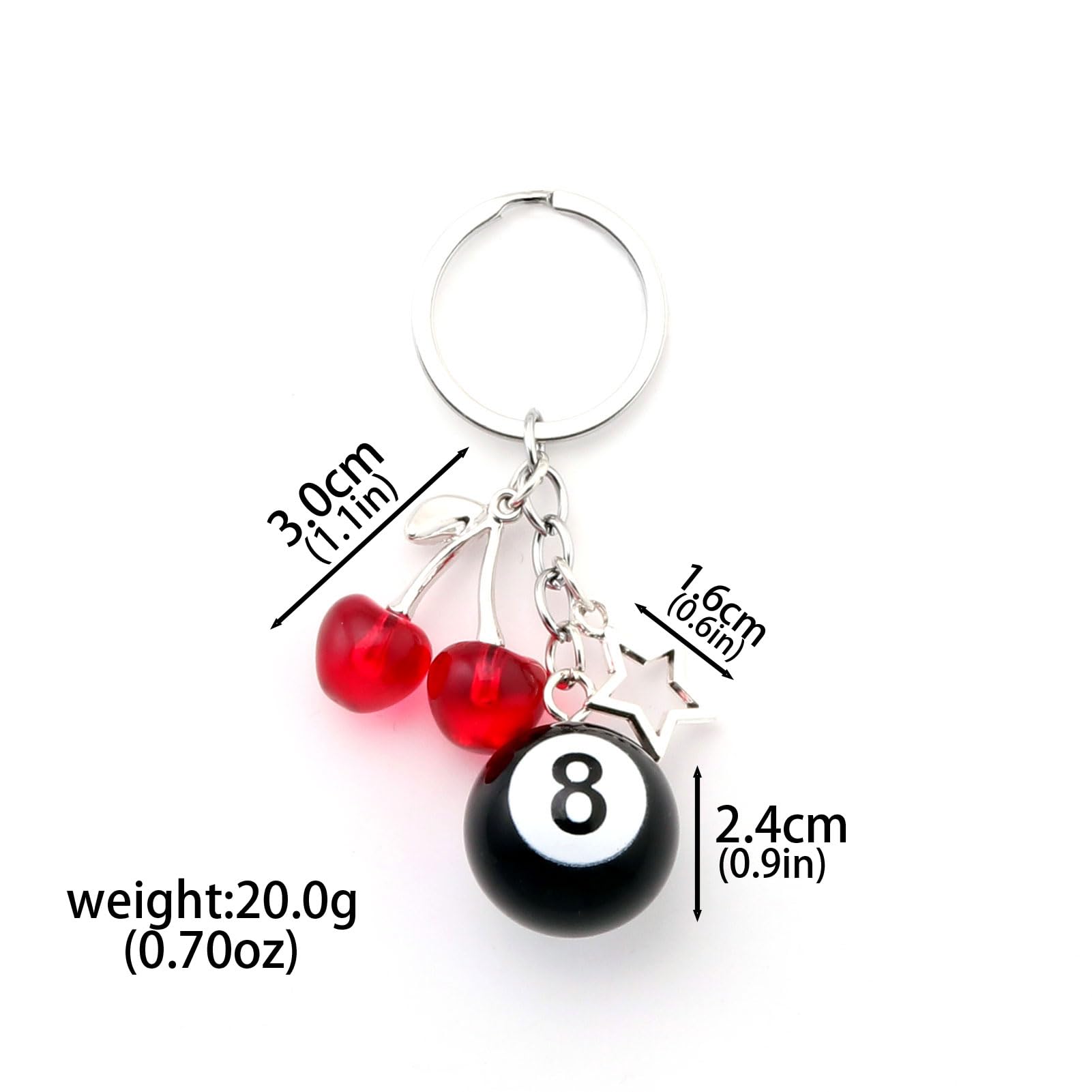 8 Ball Dice Charm Keychain - Cute Bag Purse Handbag Accessories - Y2K Aesthetic Key Chain for Women Men