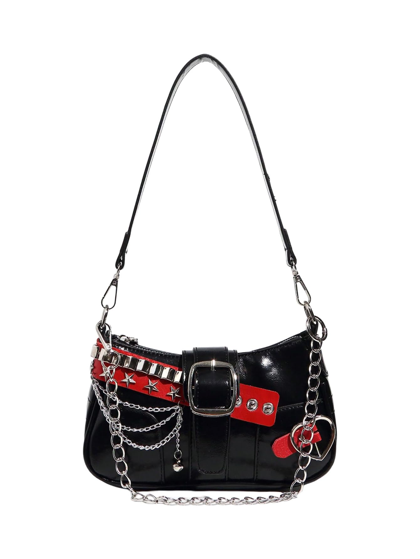 Verdusa Women's Y2k Star Embroidery Shoulder Bag Mini Chain Hobo Handbag Purses