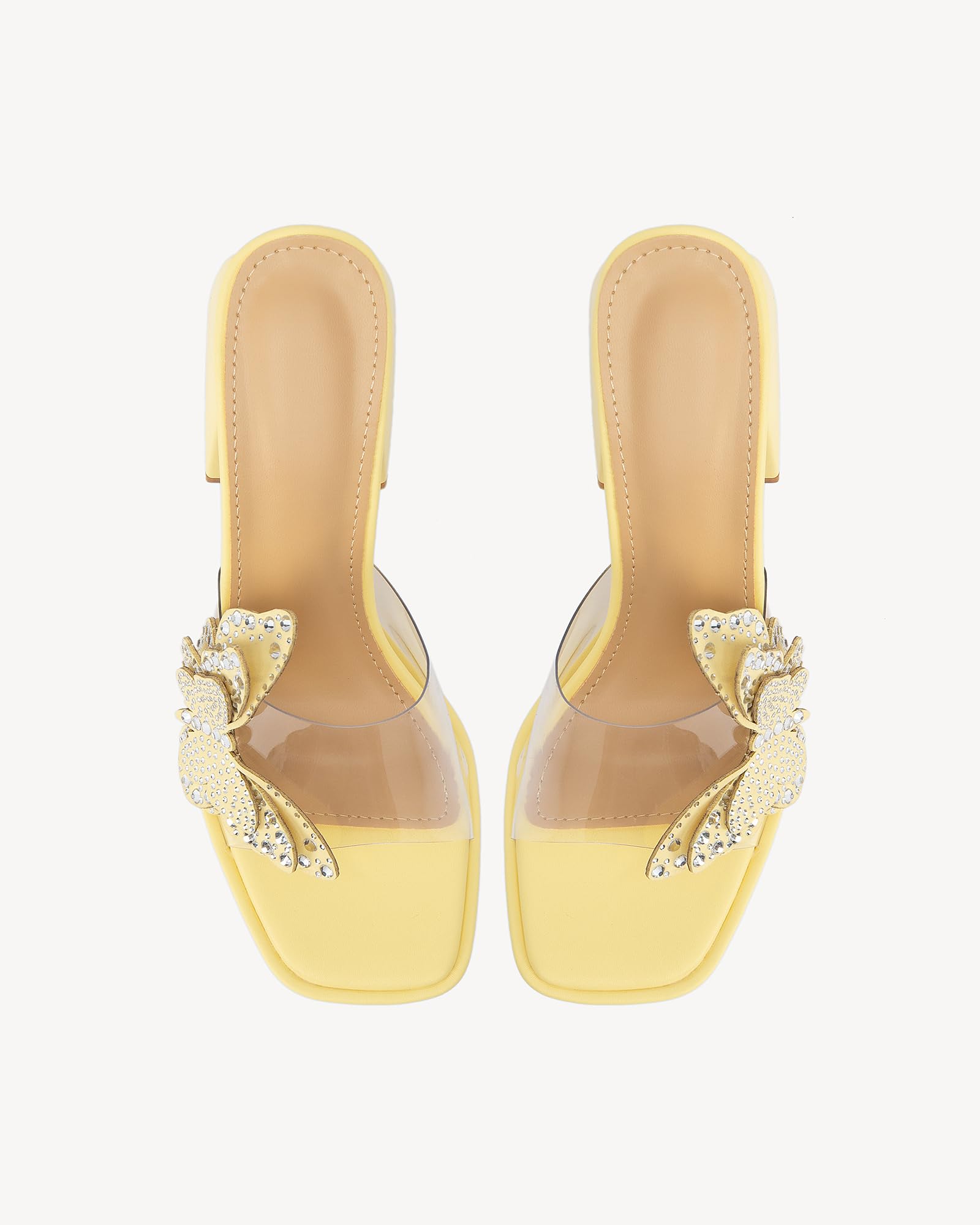 NEWBELLA Butterfly Rhinestone Platform Heels - Transparent Chunky High Heels Sandals for Women, Perfect for Prom and Dressy Occasions-Y2K Fairy Style