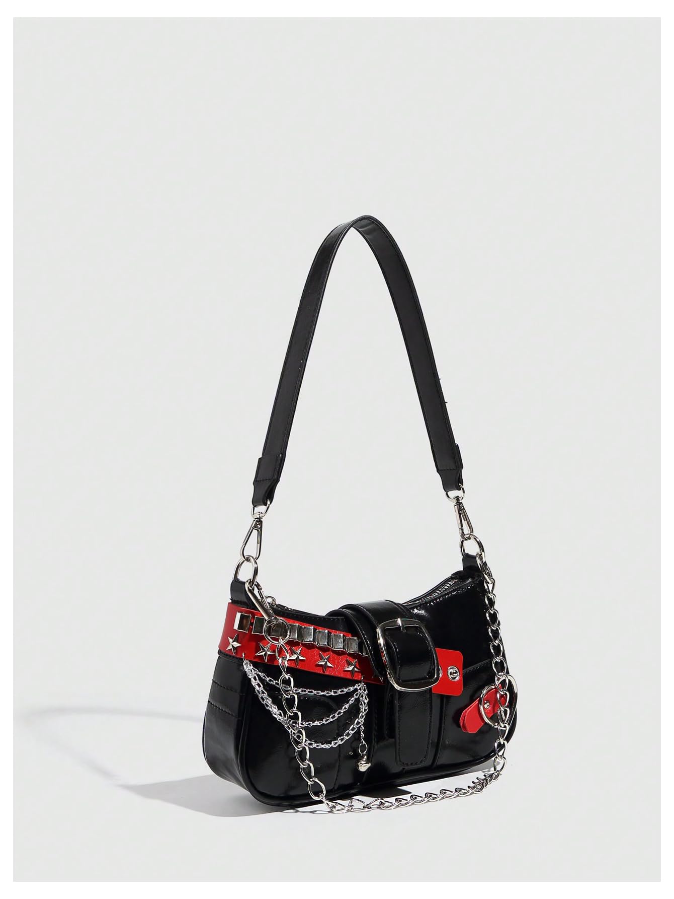 Verdusa Women's Y2k Star Embroidery Shoulder Bag Mini Chain Hobo Handbag Purses
