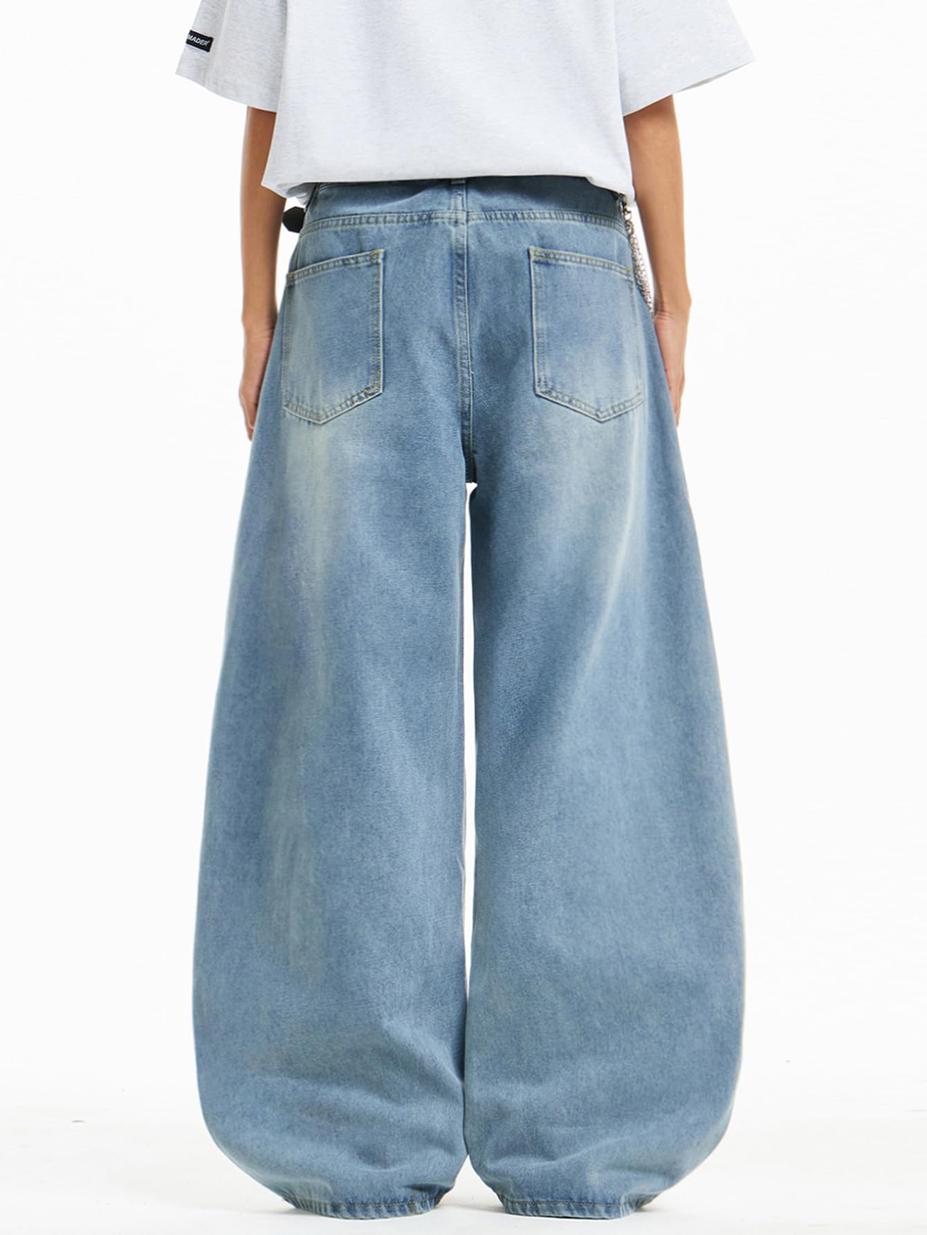 Mens Streetwear Hip Hop Baggy Jeans Wide Leg Skater Denim Pants Loose Long Trousers