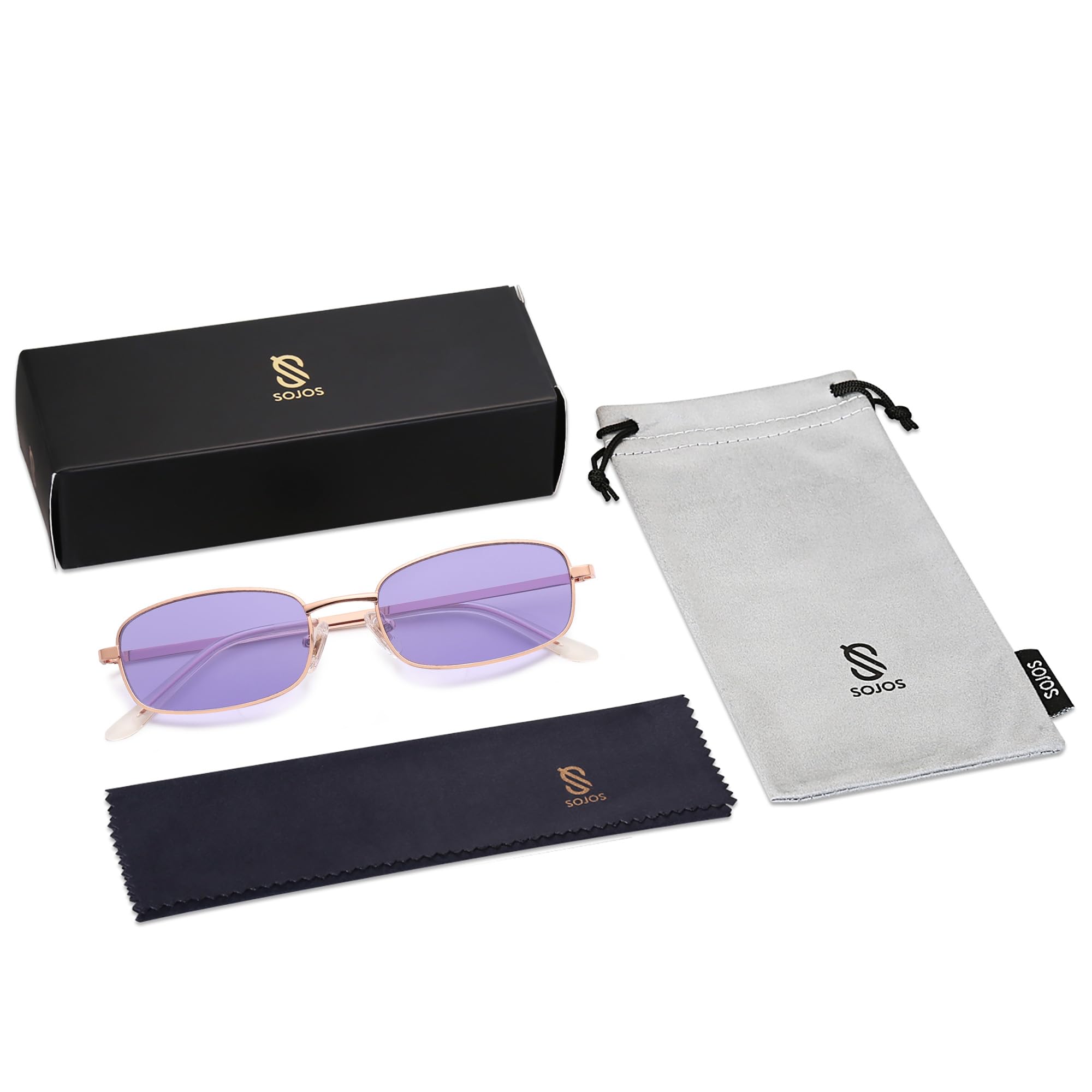 SOJOS Small Trendy Rectangle Sunglasses Womens Mens, Retro 80s 90s Y2k Chic Narrow Thin Skinny Sunnies SJ1187