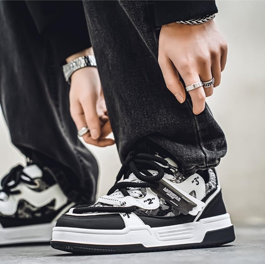 Men's Retro Color Block Fashion Sneakers Walking Casual Shoes Chunky Platform Sneakers