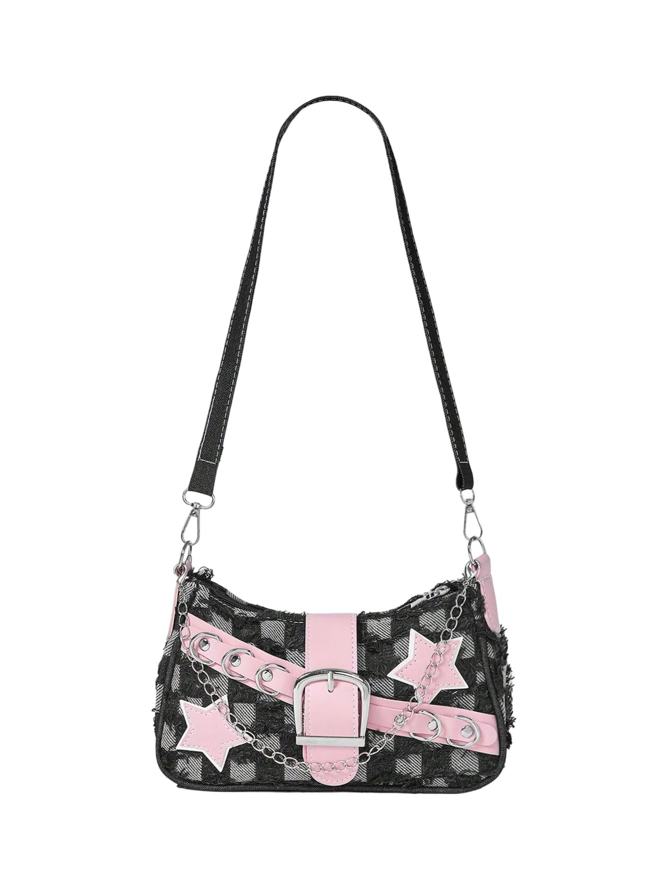 Verdusa Women's Y2k Star Embroidery Shoulder Bag Mini Chain Hobo Handbag Purses