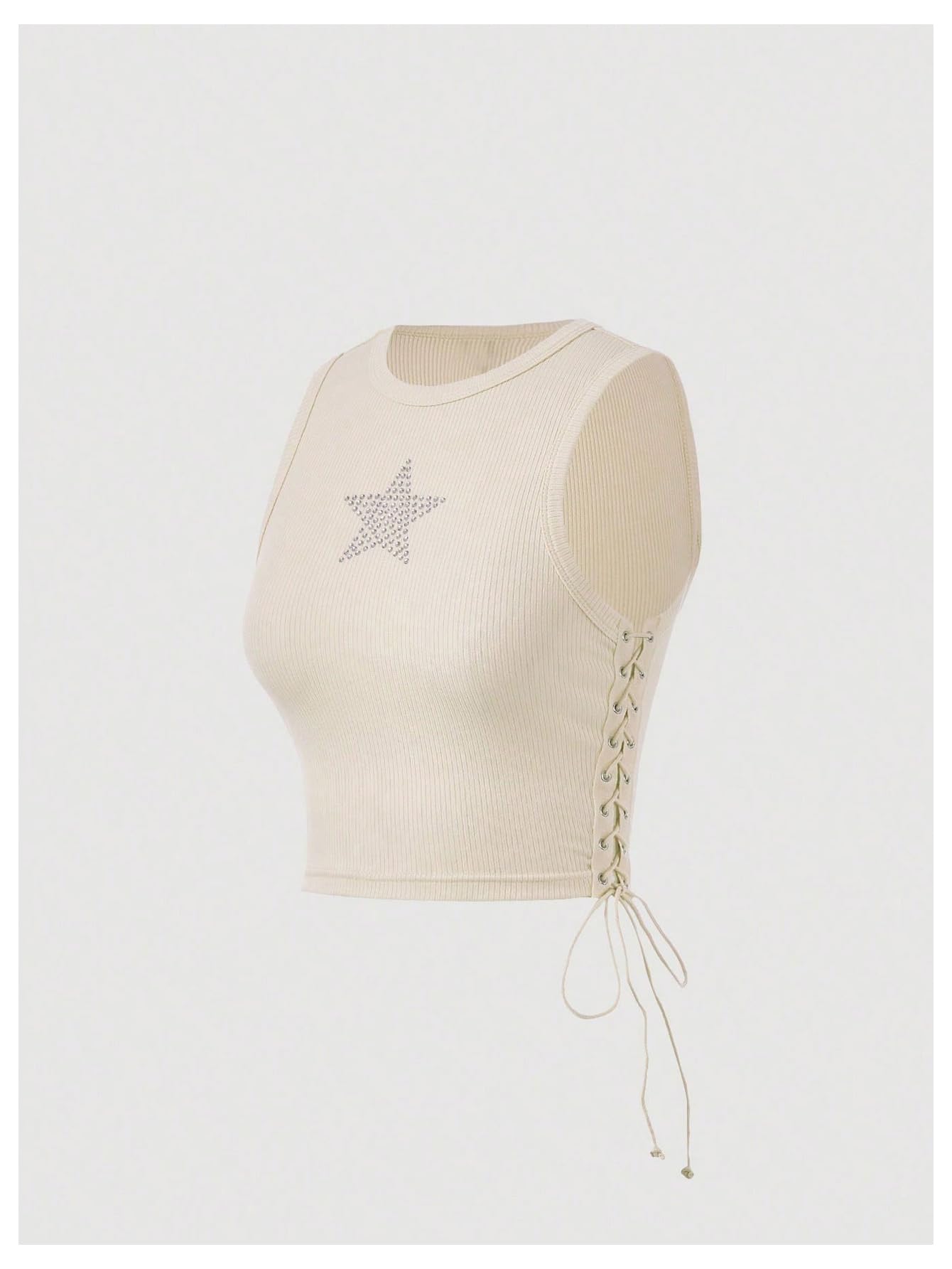 SOLY HUX Women's Tank Tops Y2K Sleeveless Ribbed Star Crop Tank Top Summer Going Out Tops